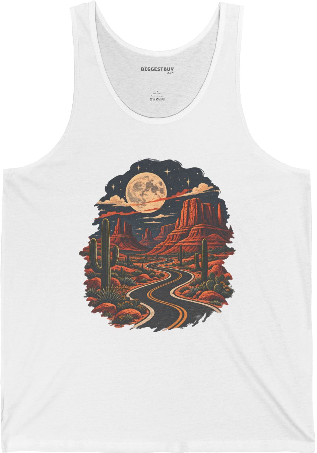 Moonlit Drive - Jersey Tank Top in White, front view