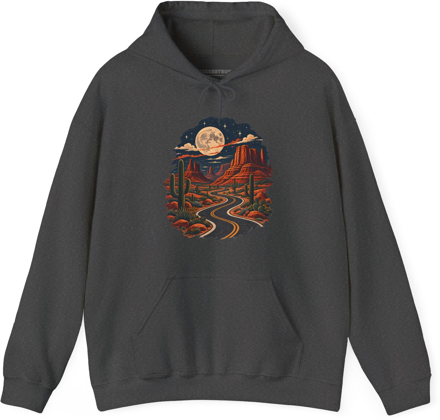 Moonlit Drive - Pullover Hoodie in Dark Heather, front view