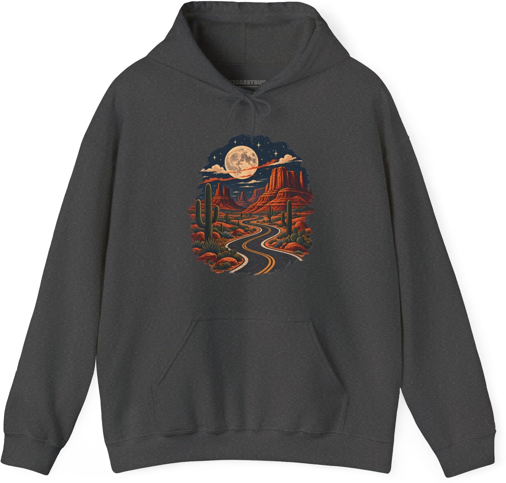 Moonlit Drive - Pullover Hoodie in Dark Heather, front view