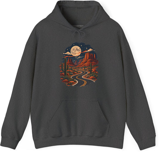 Moonlit Drive - Pullover Hoodie in Dark Heather, front view