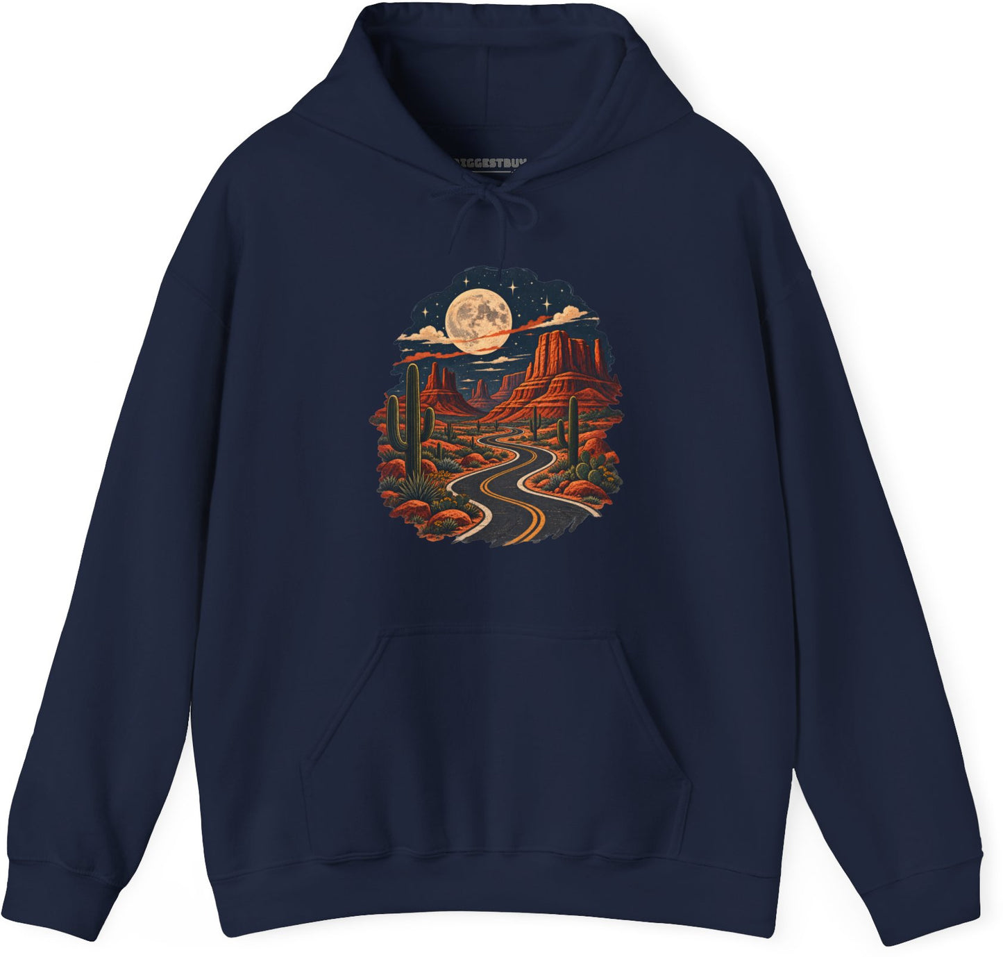 Moonlit Drive - Pullover Hoodie in Navy, front view