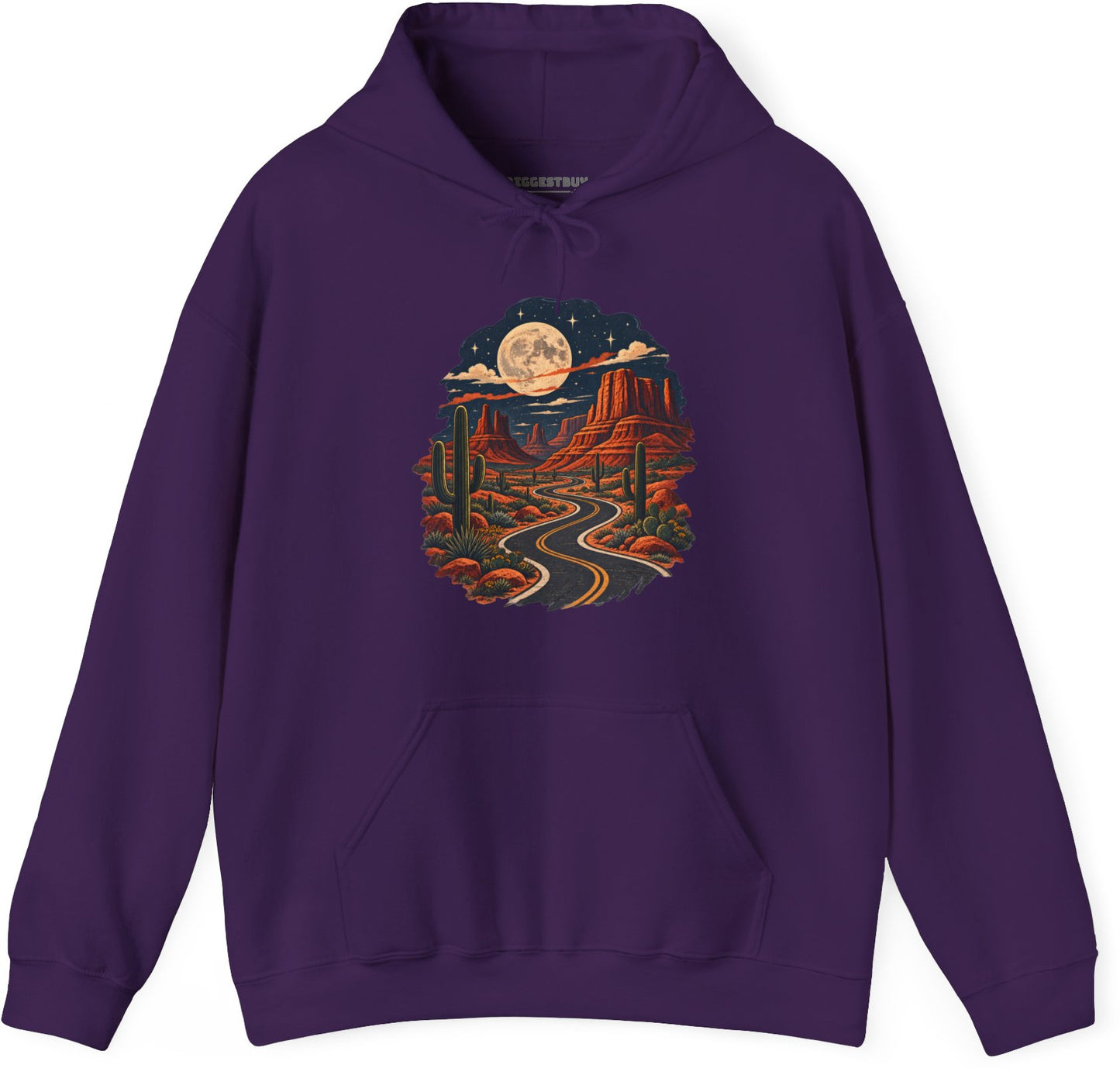 Moonlit Drive - Pullover Hoodie in Purple, front view