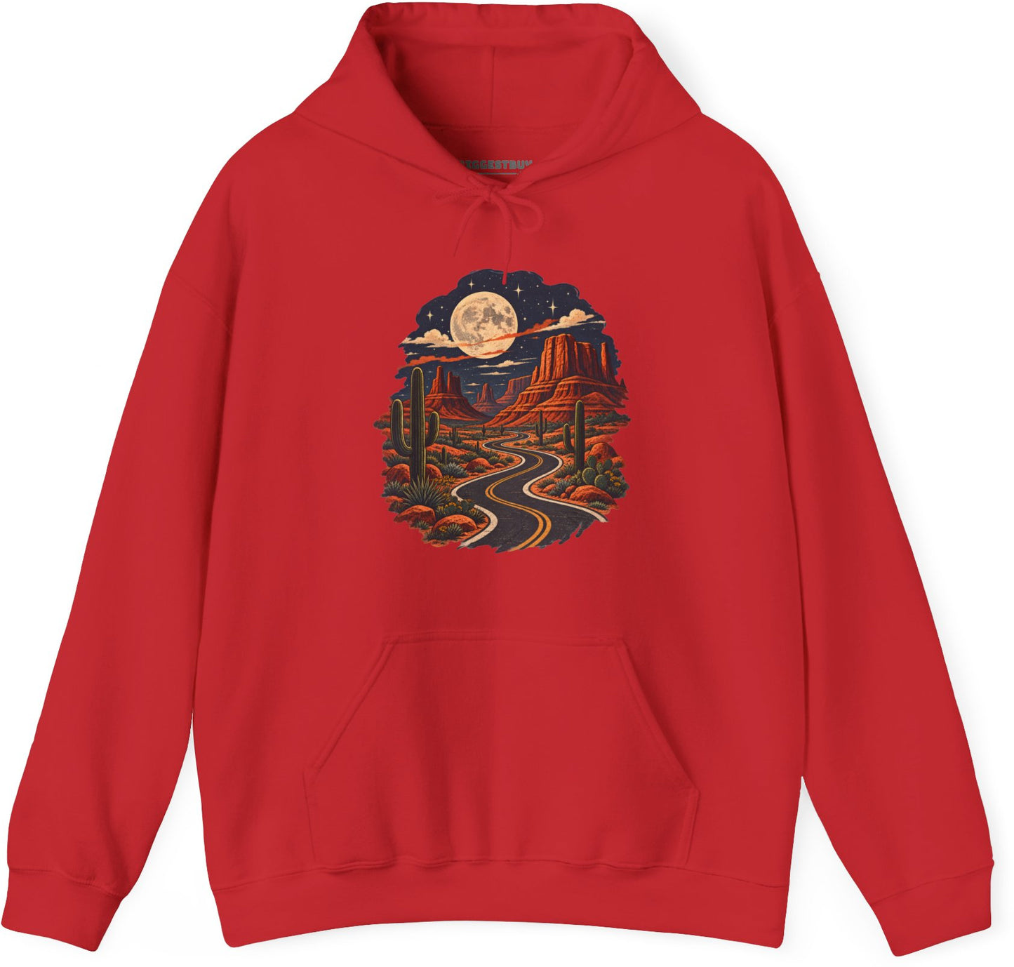 Moonlit Drive - Pullover Hoodie in Red, front view