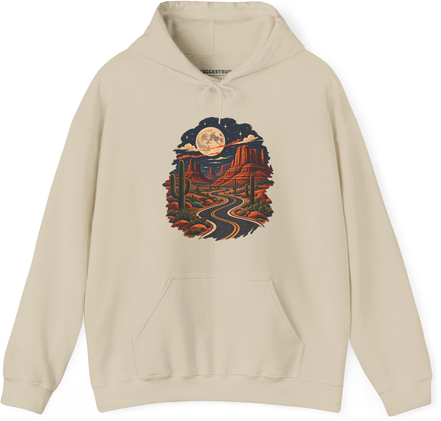 Moonlit Drive - Pullover Hoodie in Sand, front view