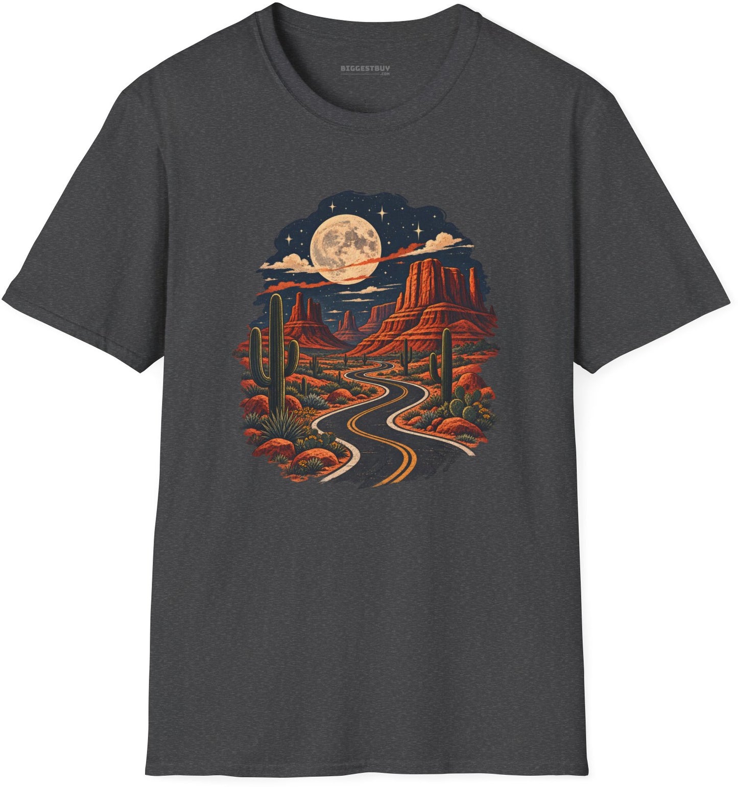 Moonlit Drive - Softstyle T-Shirt in Dark Heather, front view