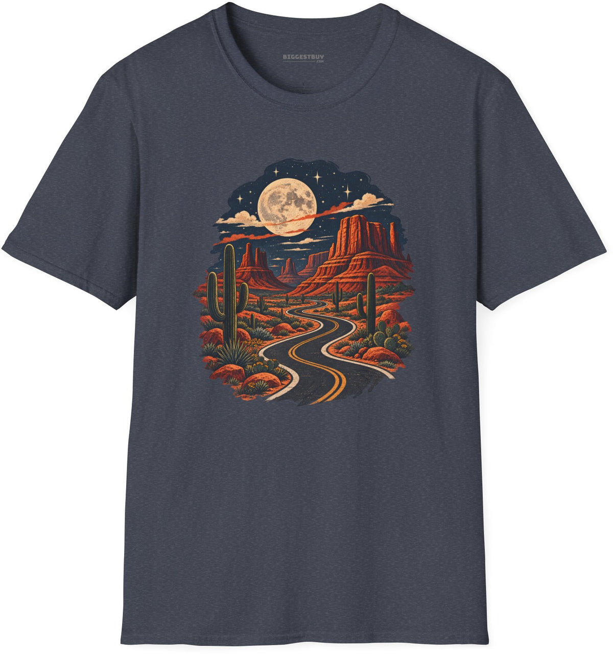 Moonlit Drive - Softstyle T-Shirt in Heather Navy, front view