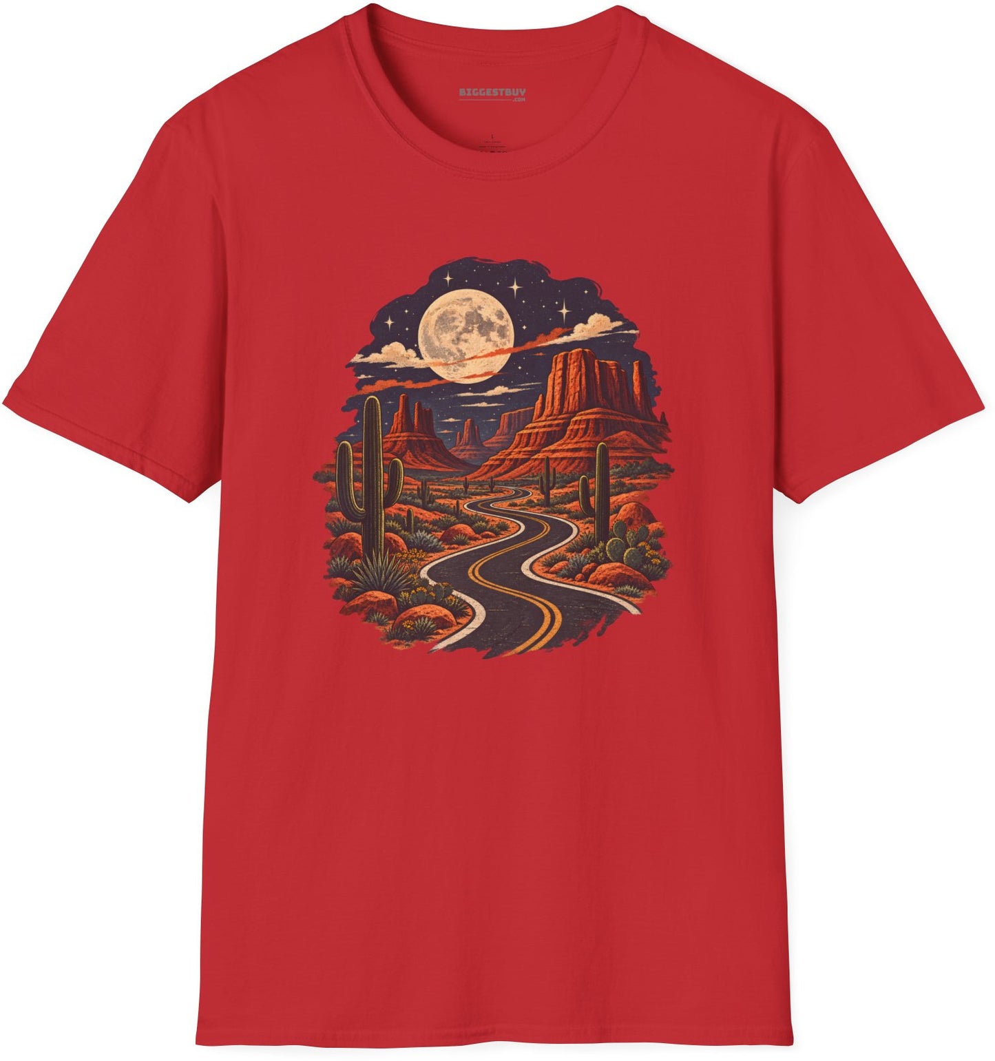 Moonlit Drive - Softstyle T-Shirt in Red, front view