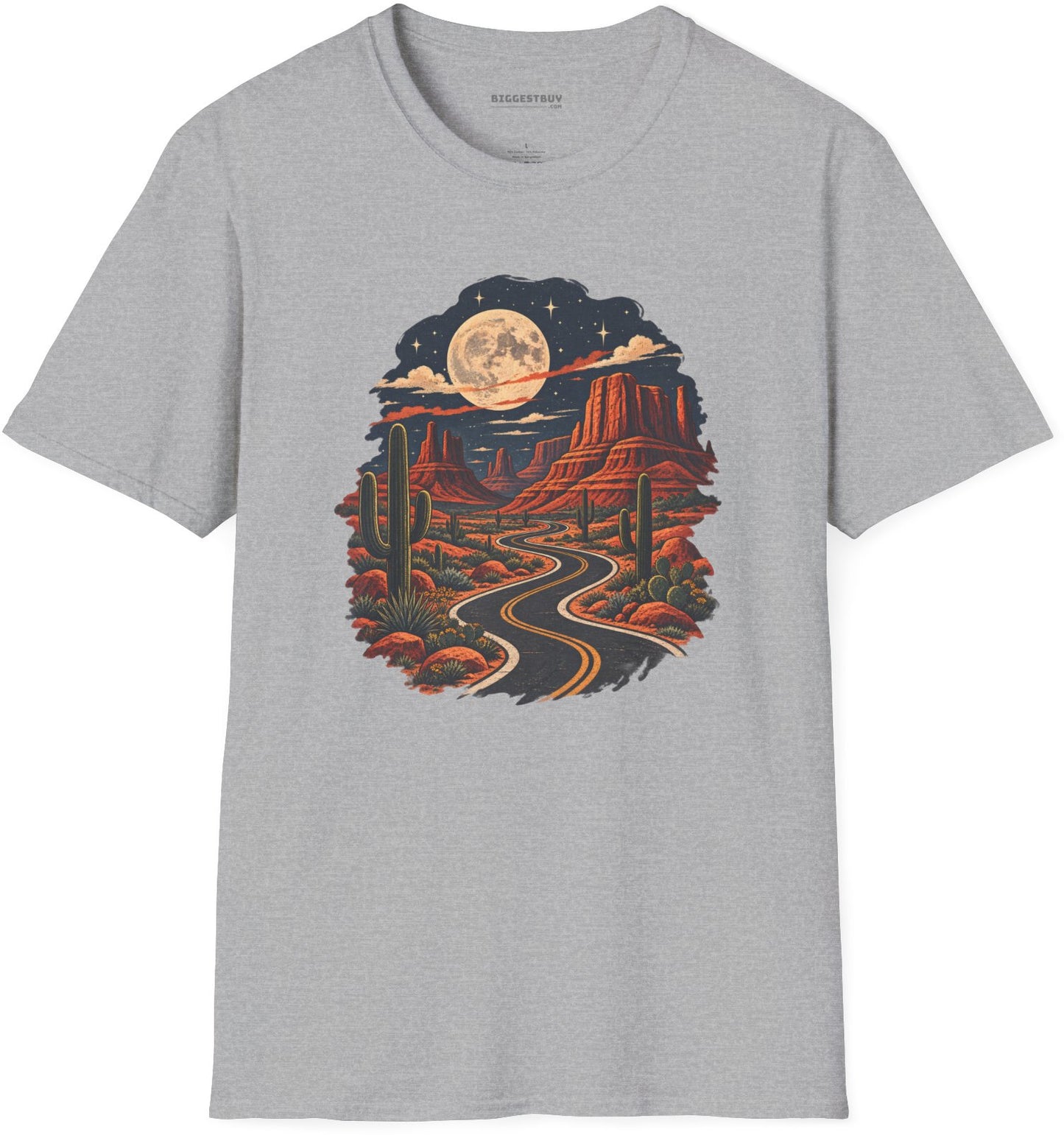 Moonlit Drive - Softstyle T-Shirt in Sport Grey, front view
