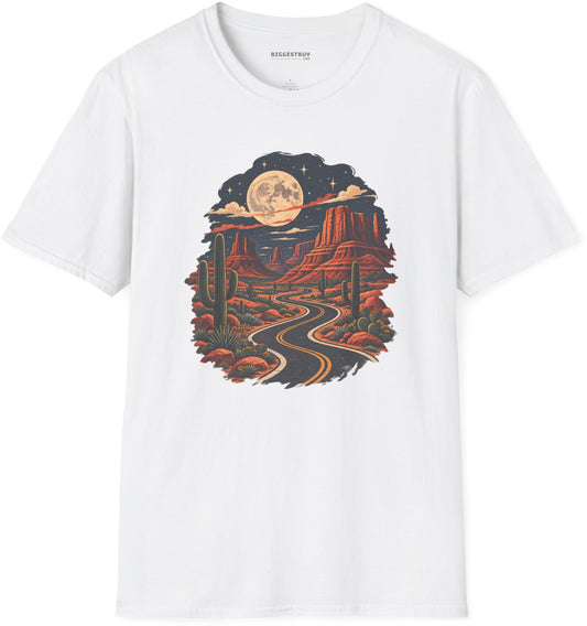 Moonlit Drive - Softstyle T-Shirt in White, front view