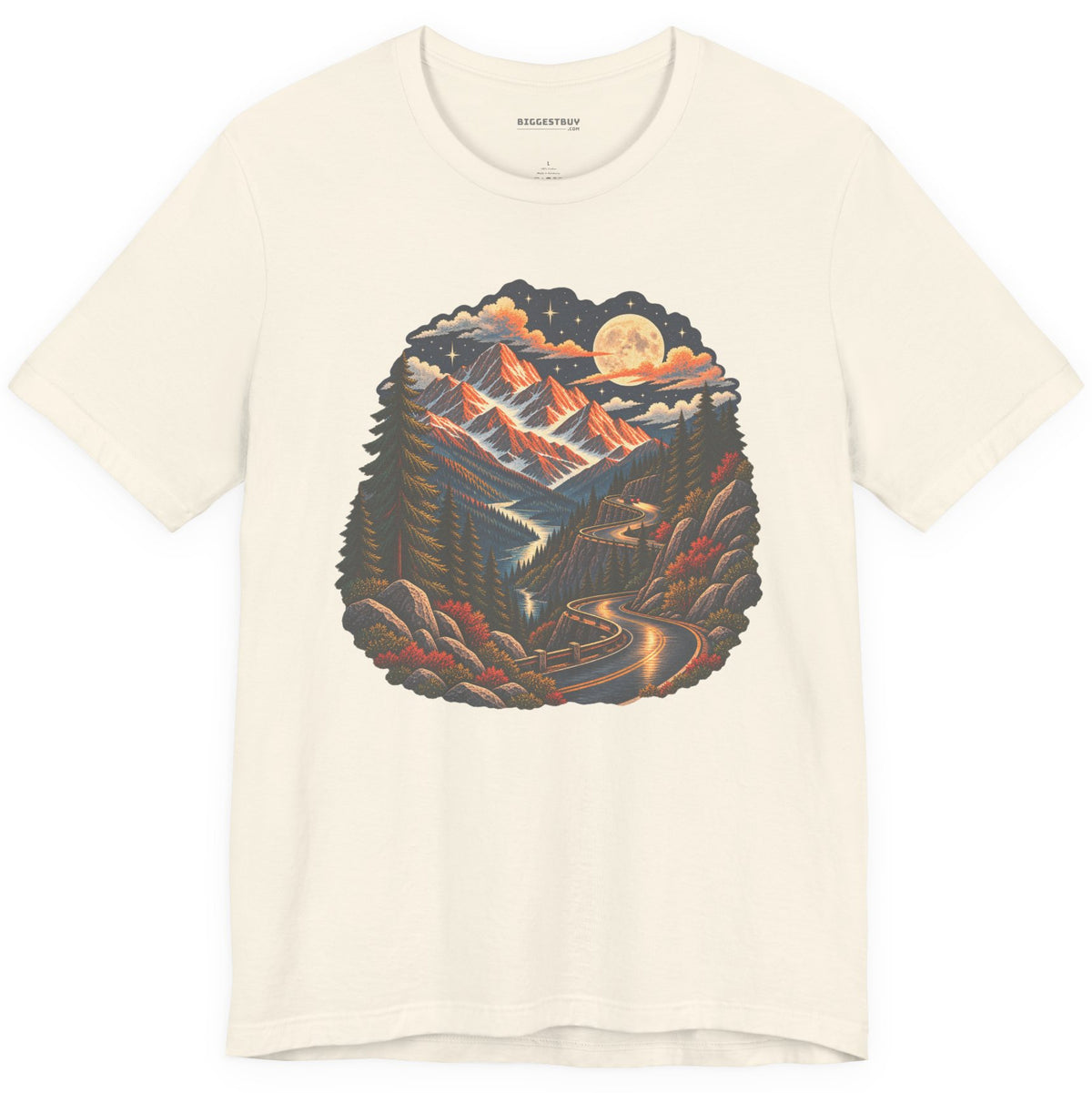 Moonlit Mountain - Classic Jersey Tee in Natural, front view