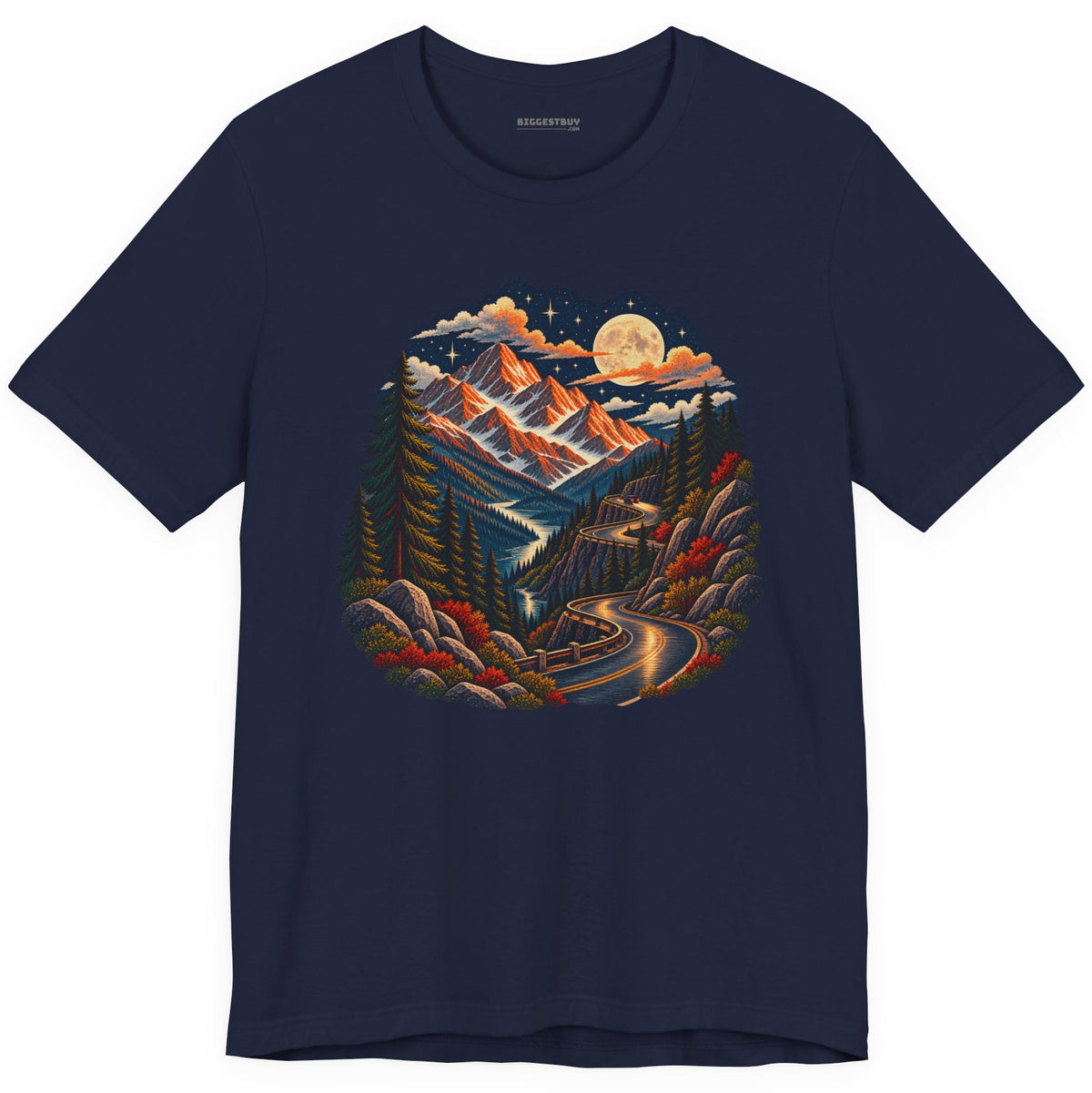 Moonlit Mountain - Classic Jersey Tee in Navy, front view