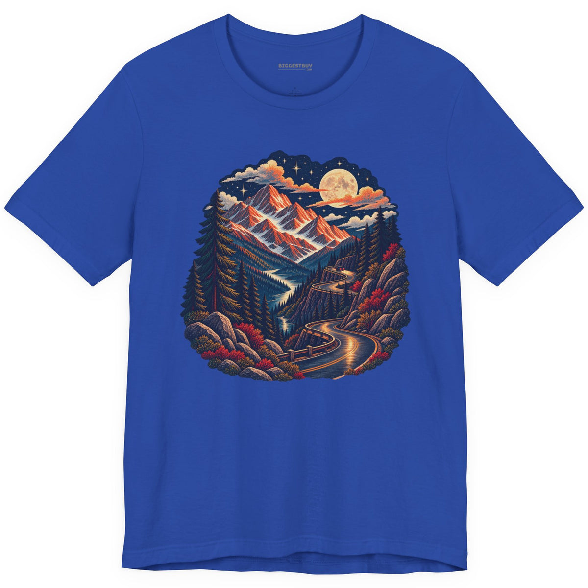Moonlit Mountain - Classic Jersey Tee in True Royal, front view