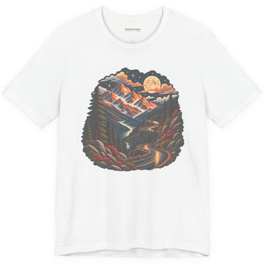 Moonlit Mountain - Classic Jersey Tee in White, front view