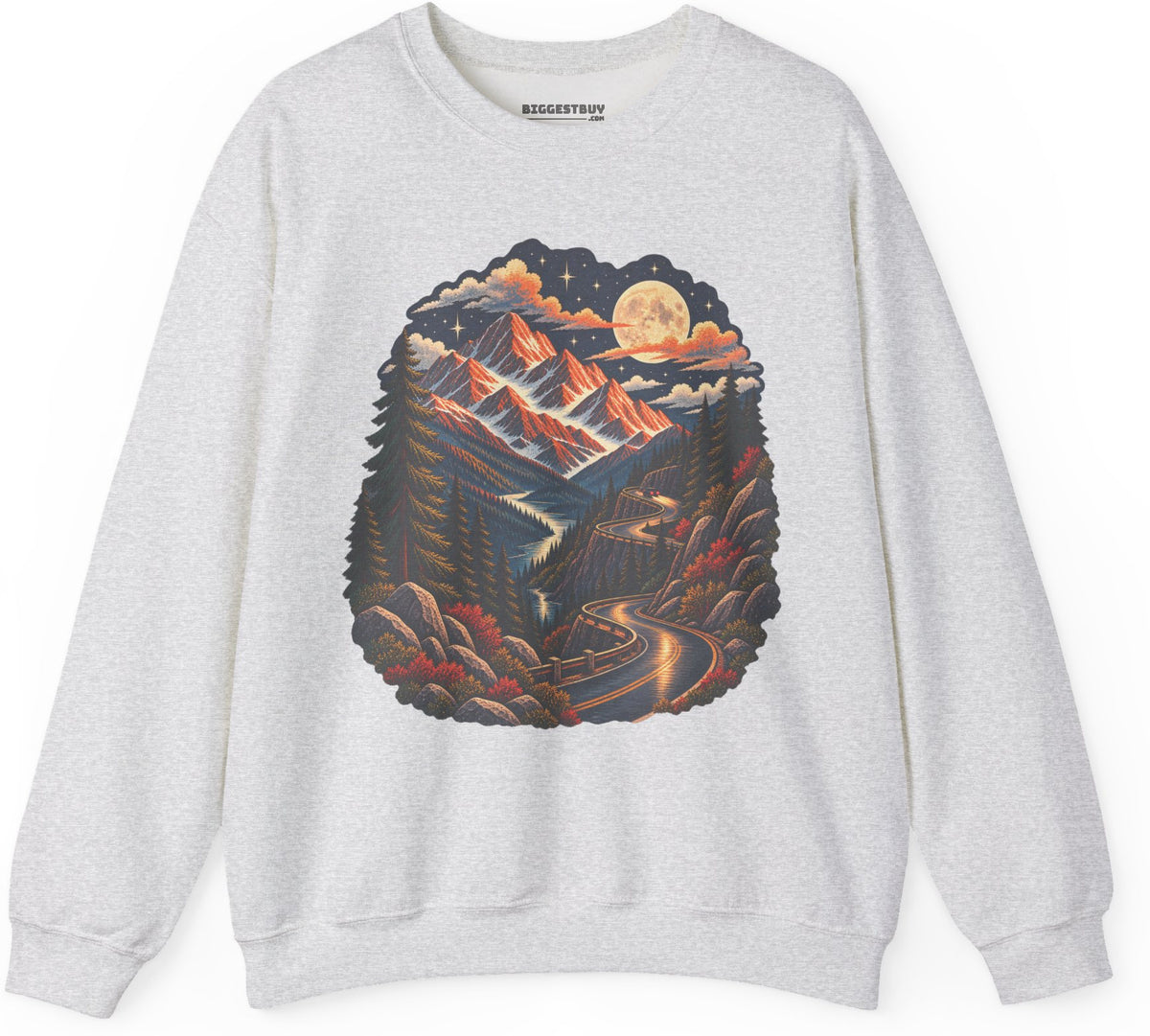 Moonlit Mountain - Crewneck Sweatshirt in Ash, front view