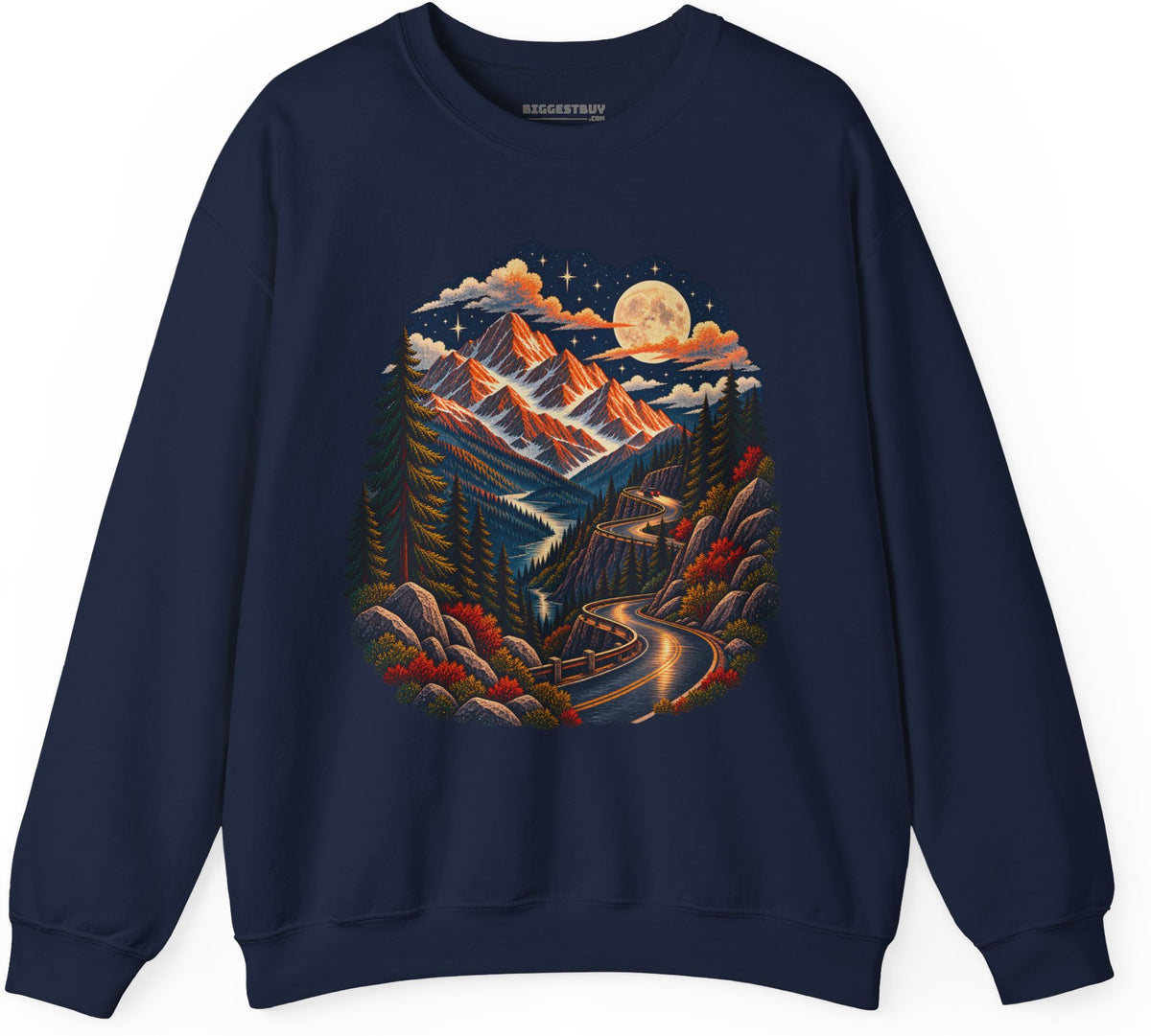 Moonlit Mountain - Crewneck Sweatshirt in Navy, front view