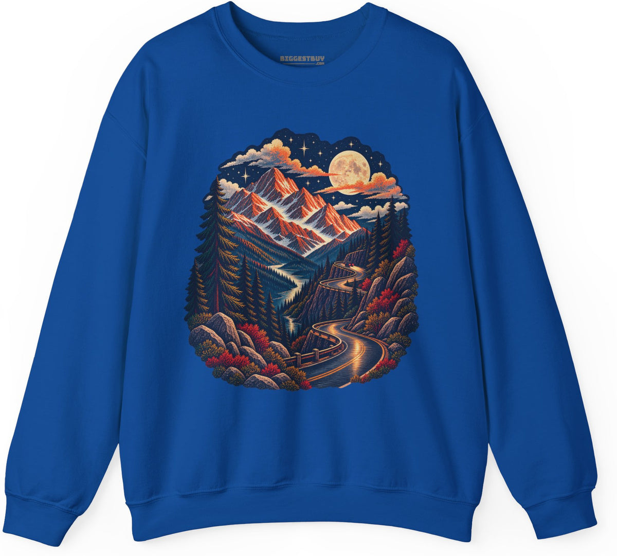 Moonlit Mountain - Crewneck Sweatshirt in Royal, front view