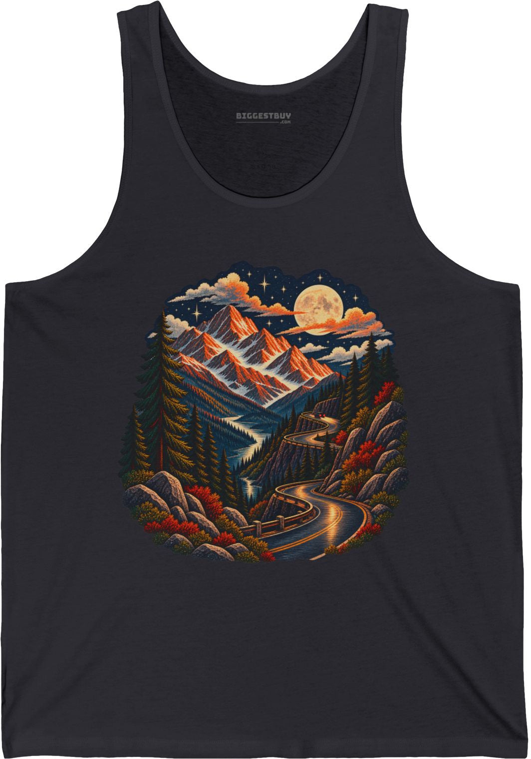 Moonlit Mountain - Jersey Tank Top in Dark Grey, front view