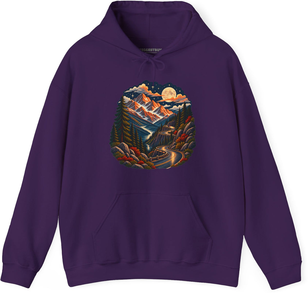 Moonlit Mountain - Pullover Hoodie in Purple, front view