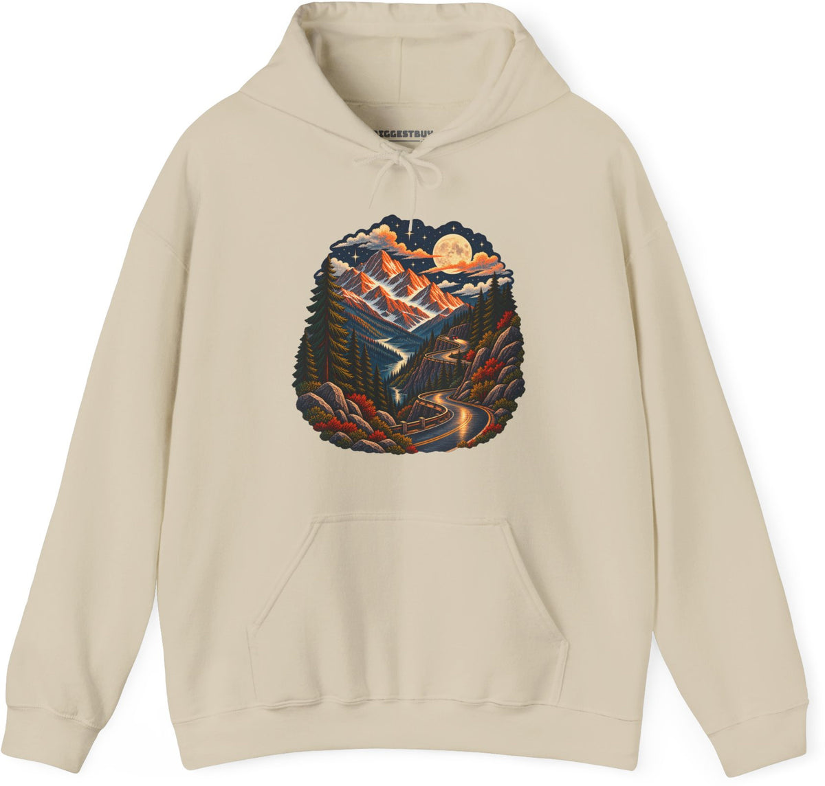 Moonlit Mountain - Pullover Hoodie in Sand, front view