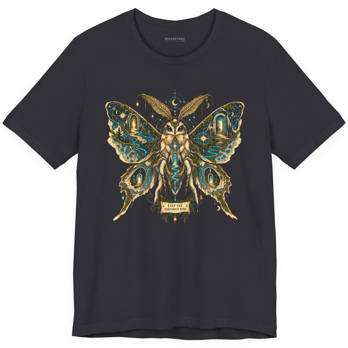 Moth Mystique - Classic Jersey Tee in Dark Grey, front view