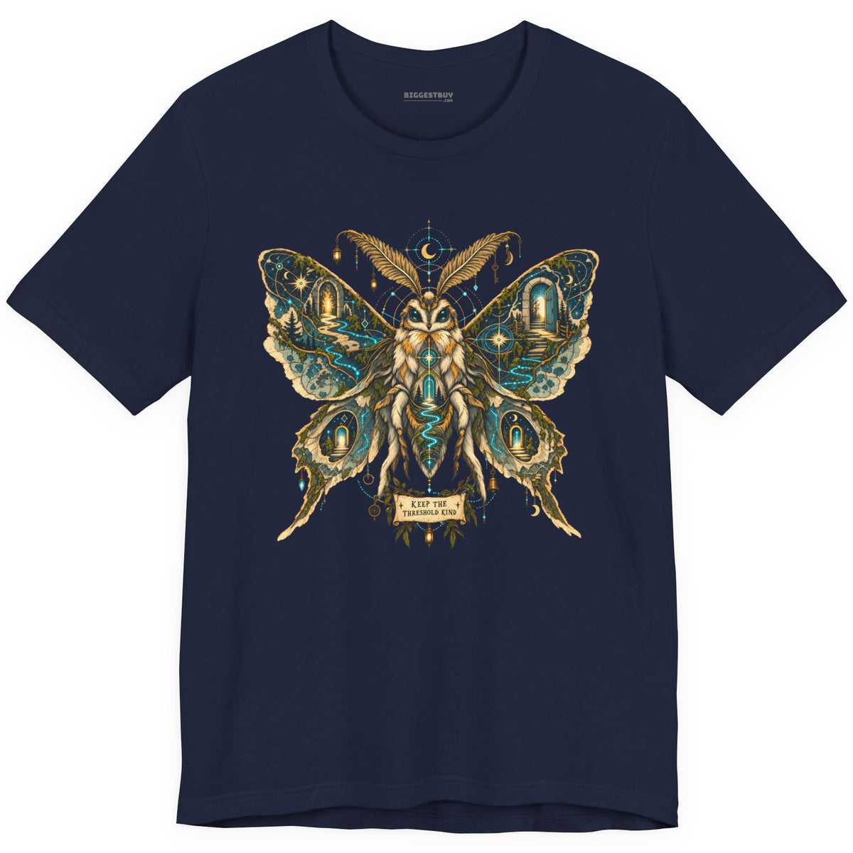 Moth Mystique - Classic Jersey Tee in Navy, front view