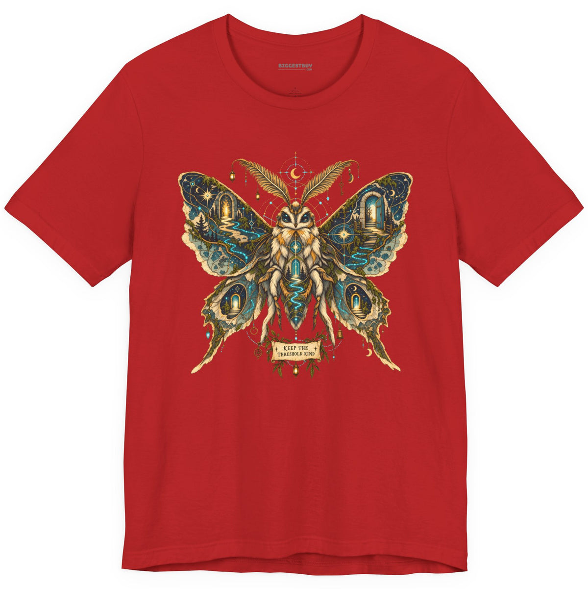 Moth Mystique - Classic Jersey Tee in Red, front view