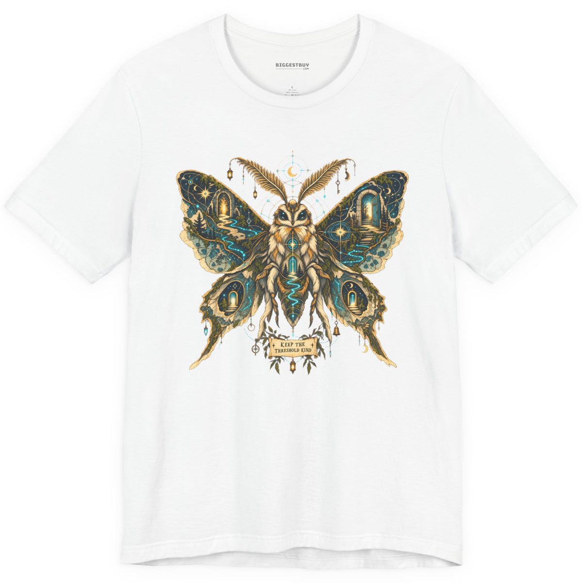 Moth Mystique - Classic Jersey Tee in White, front view