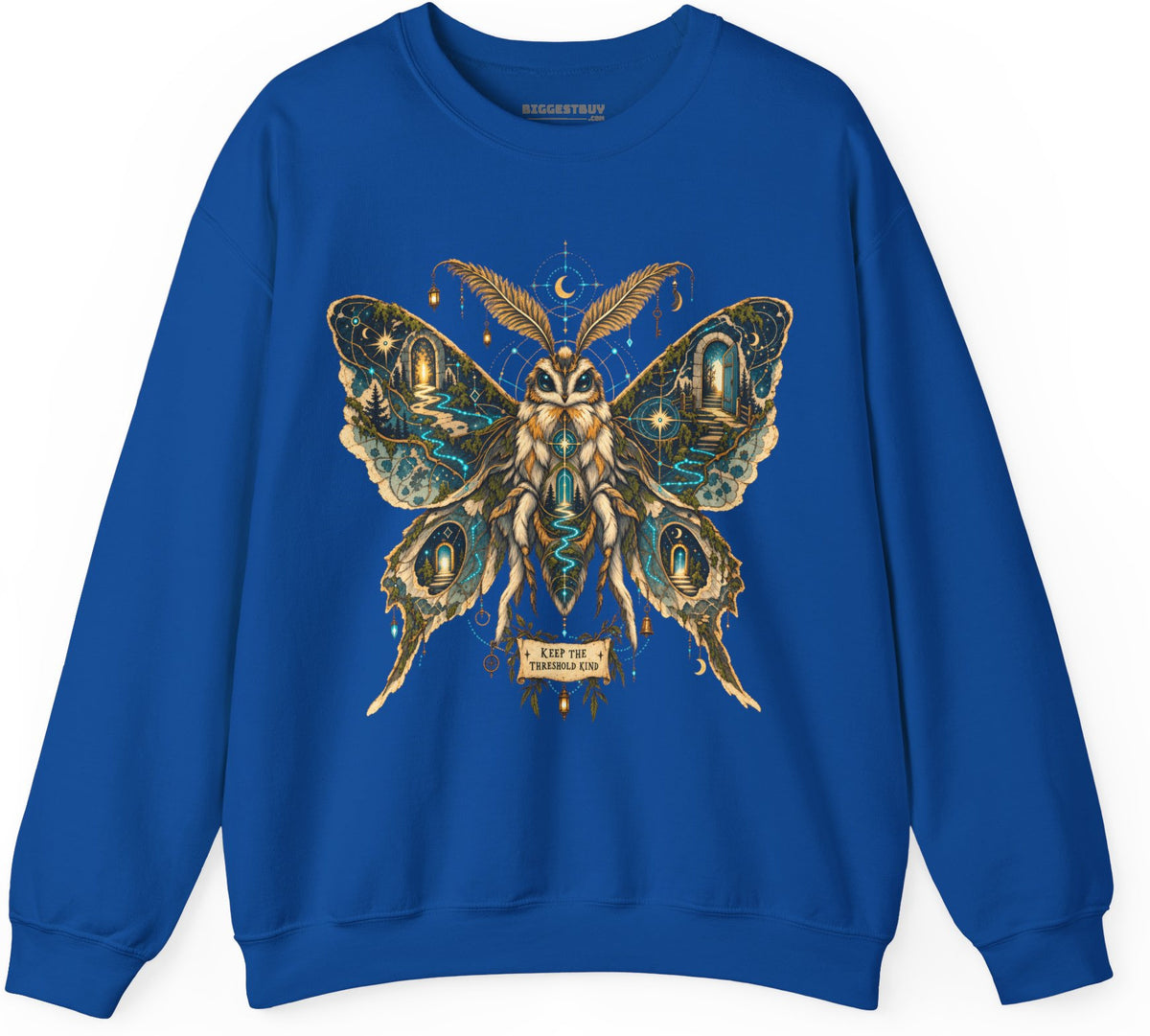 Moth Mystique - Crewneck Sweatshirt in Royal, front view