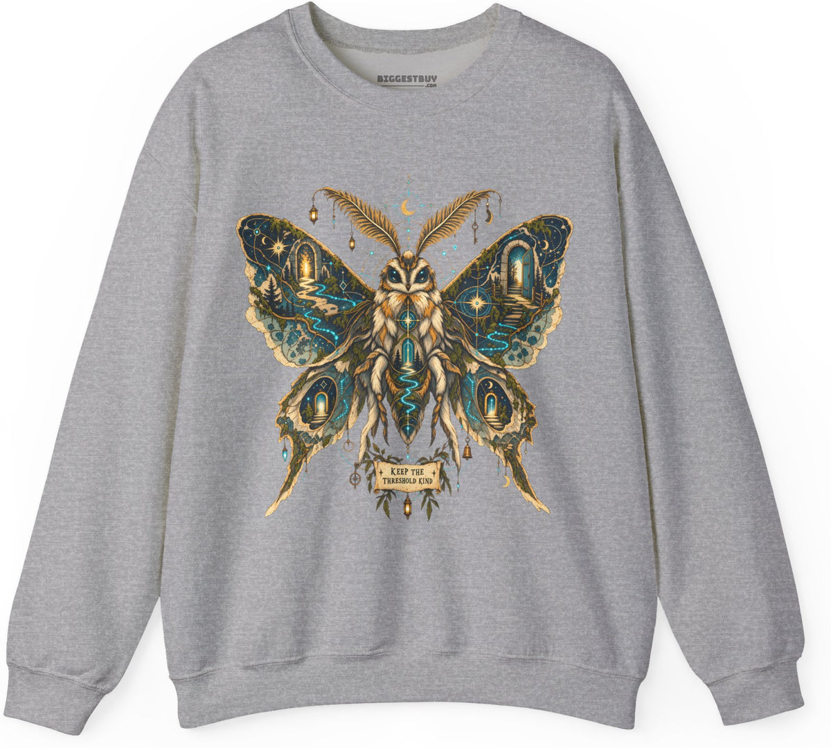 Moth Mystique - Crewneck Sweatshirt in Sport Grey, front view
