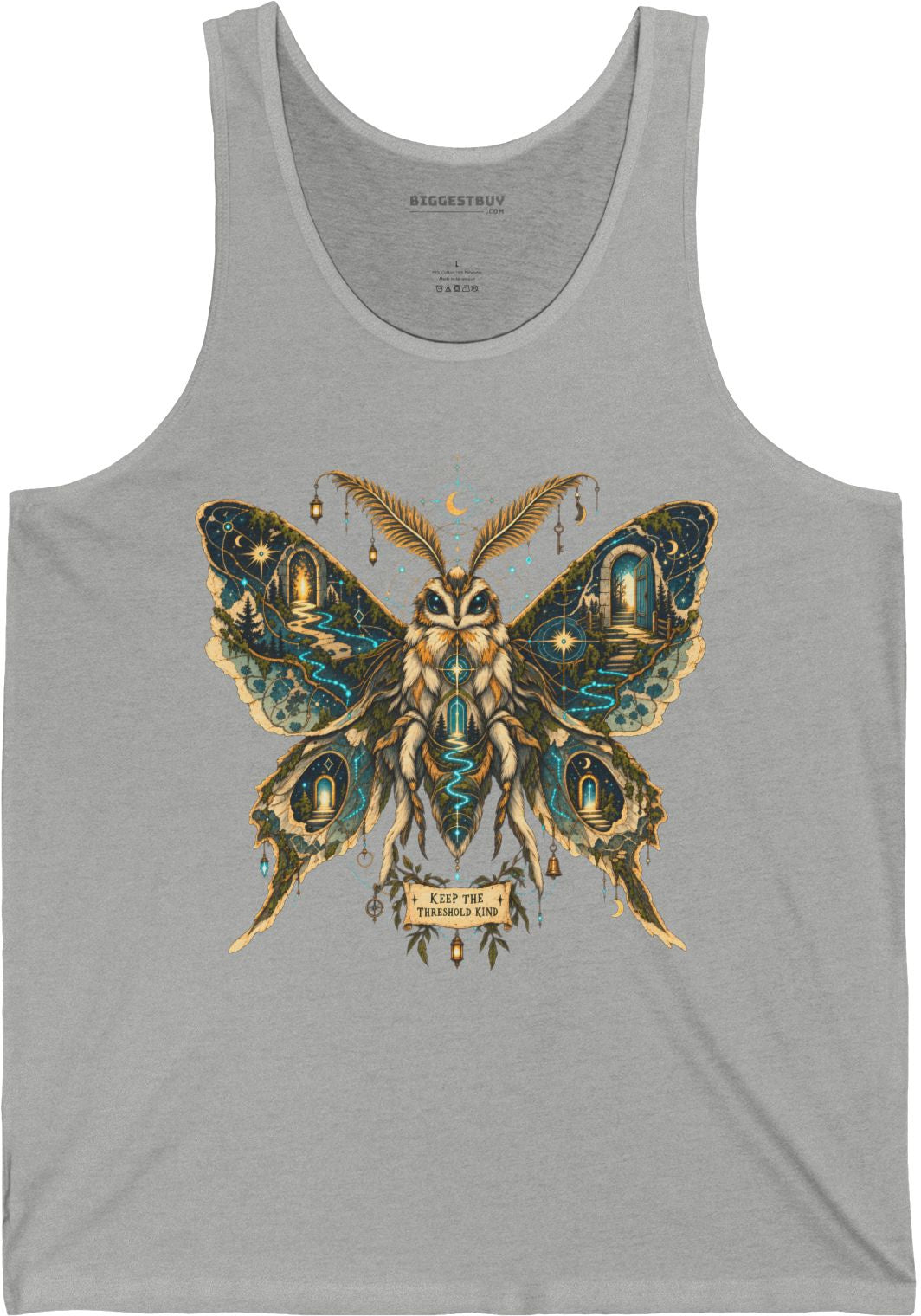 Moth Mystique - Jersey Tank Top in Athletic Heather, front view