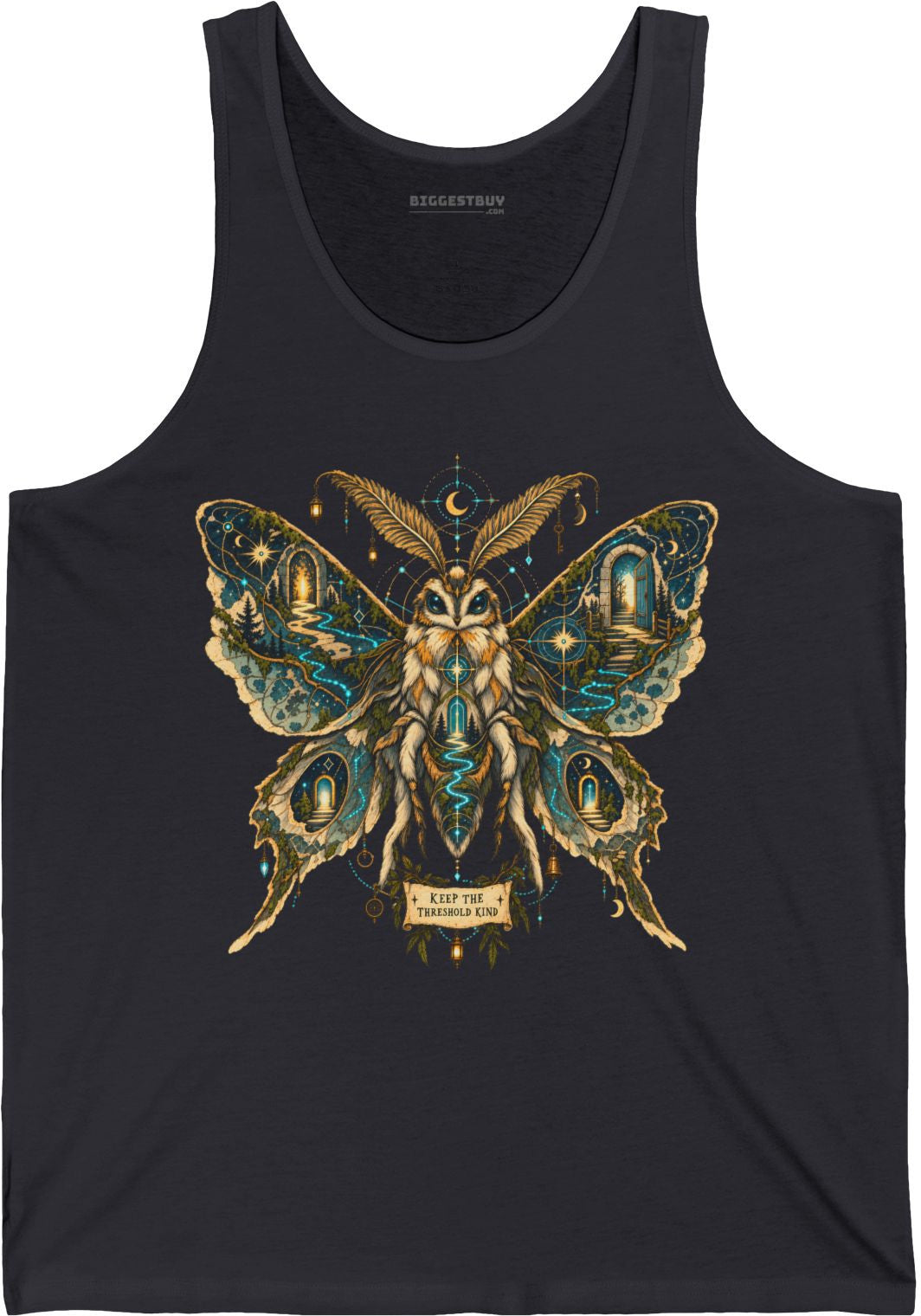 Moth Mystique - Jersey Tank Top in Dark Grey, front view