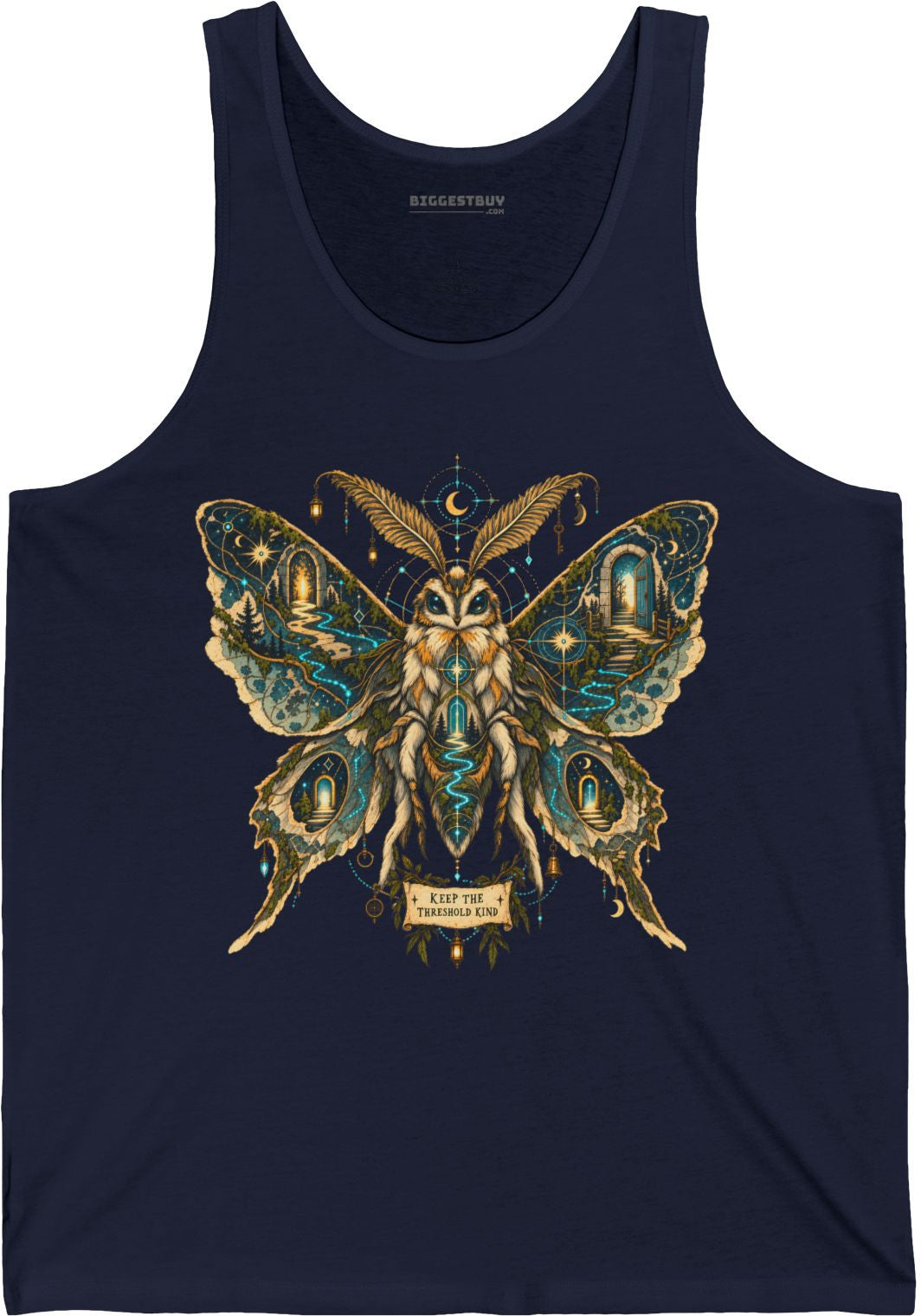 Moth Mystique - Jersey Tank Top in Navy, front view
