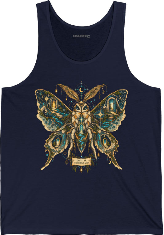 Moth Mystique - Jersey Tank Top in Navy, front view
