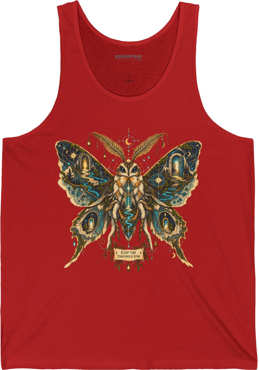 Moth Mystique - Jersey Tank Top in Red, front view
