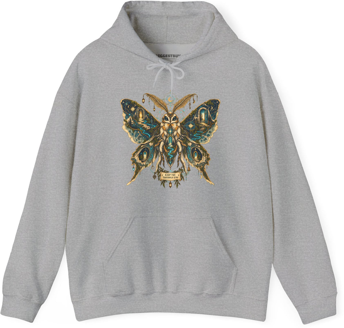 Moth Mystique - Pullover Hoodie in Sport Grey, front view