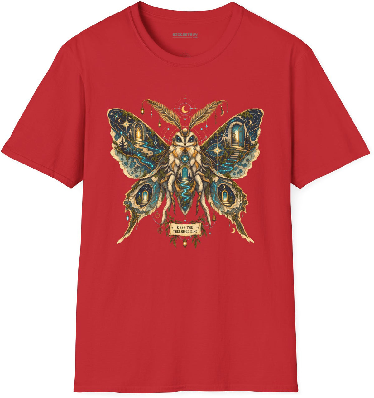 Moth Mystique - Softstyle T-Shirt in Red, front view