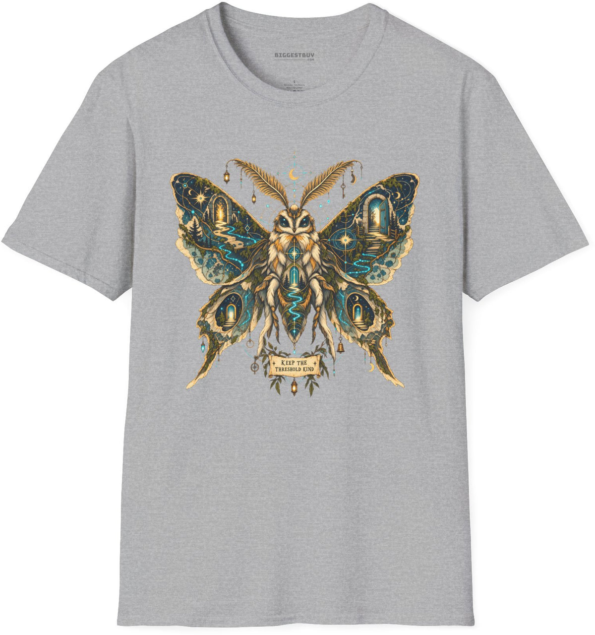 Moth Mystique - Softstyle T-Shirt in Sport Grey, front view