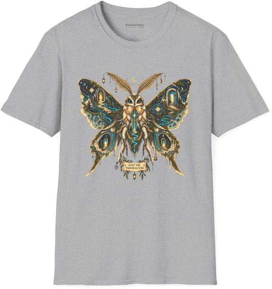 Moth Mystique - Softstyle T-Shirt in Sport Grey, front view