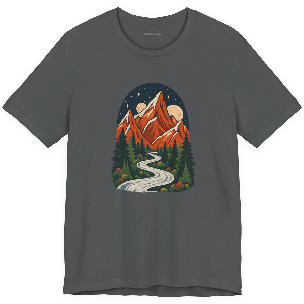 Mountain Maze - Classic Jersey Tee in Asphalt, front view