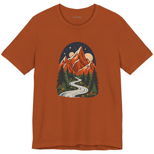 Mountain Maze - Classic Jersey Tee in Autumn, front view
