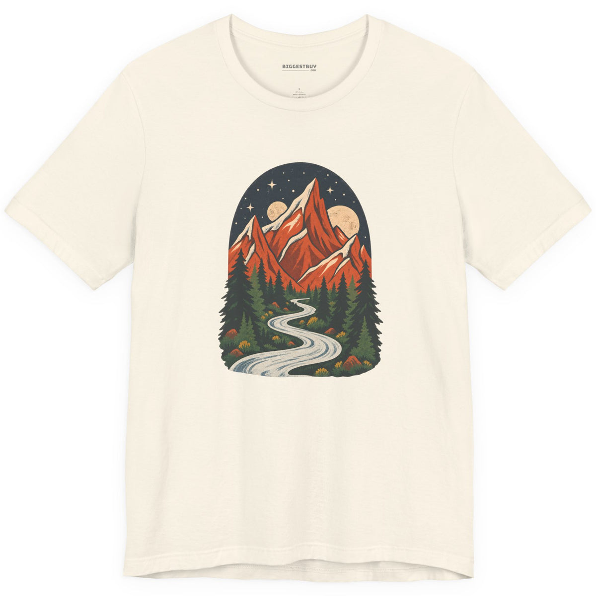 Mountain Maze - Classic Jersey Tee in Natural, front view
