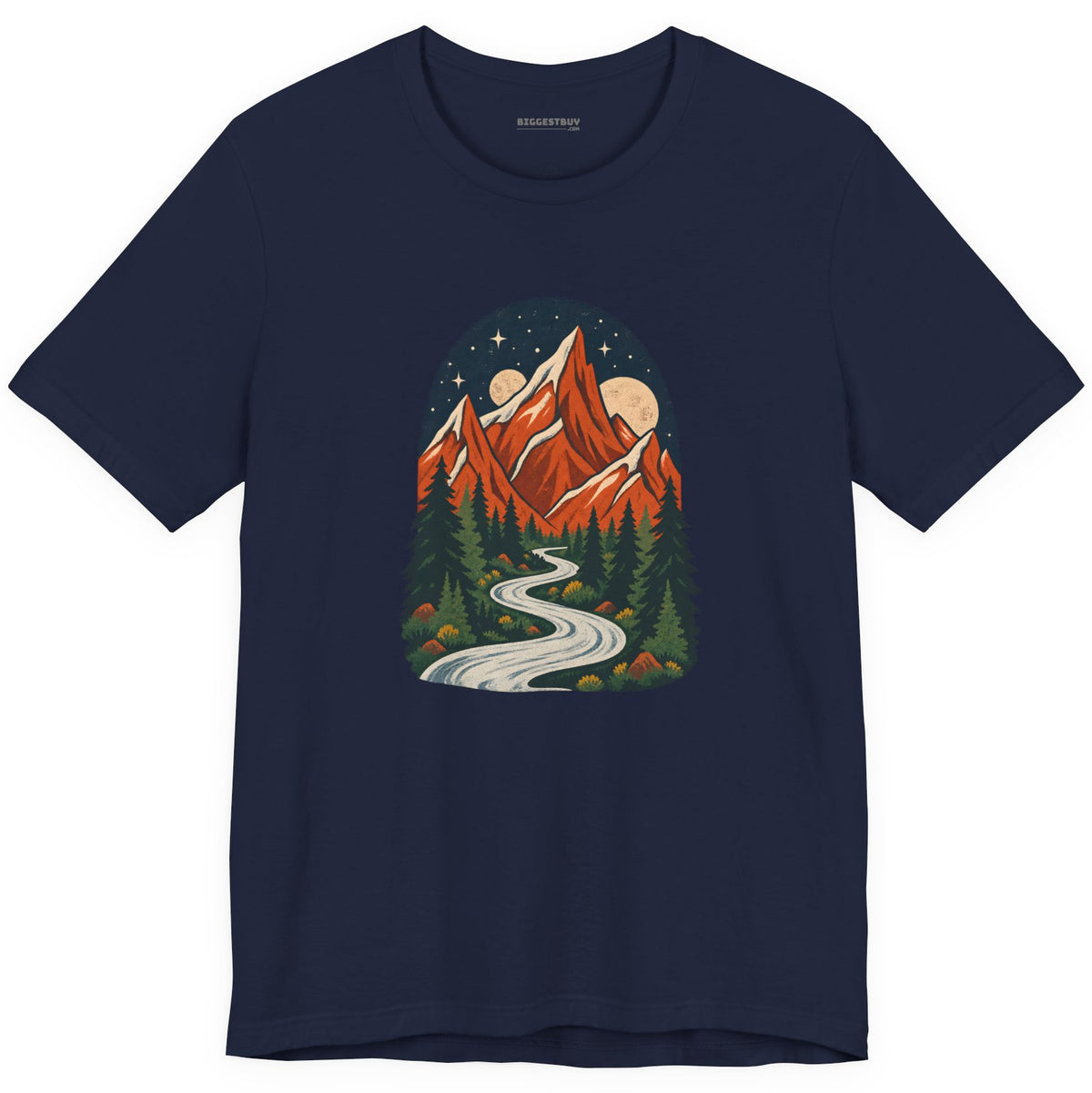 Mountain Maze - Classic Jersey Tee in Navy, front view