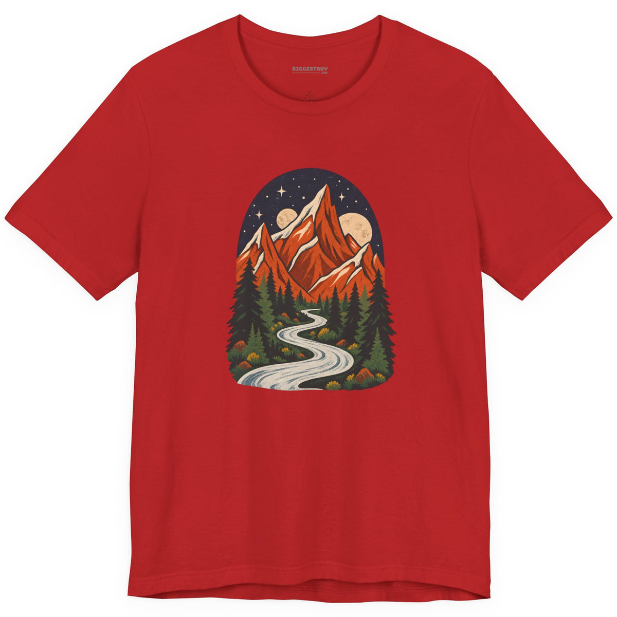 Mountain Maze - Classic Jersey Tee in Red, front view