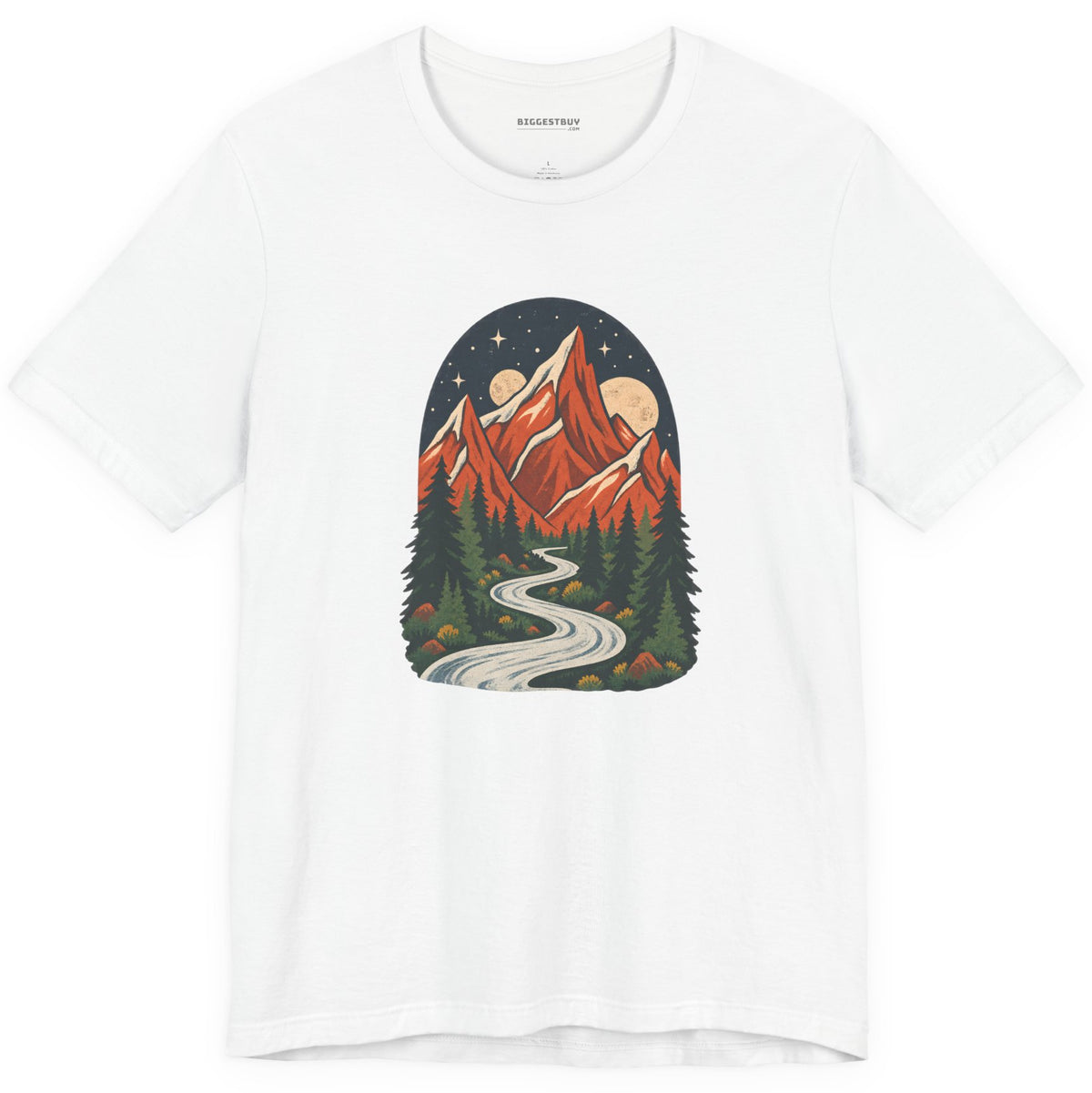 Mountain Maze - Classic Jersey Tee in White, front view