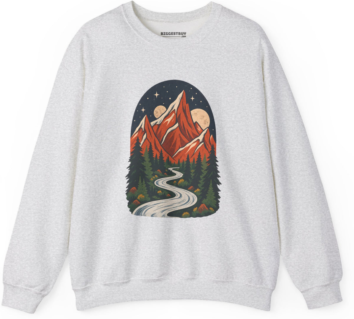 Mountain Maze - Crewneck Sweatshirt in Ash, front view