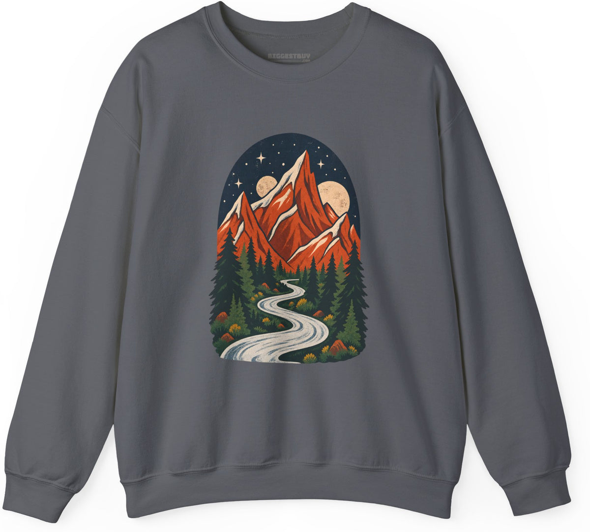 Mountain Maze - Crewneck Sweatshirt in Charcoal, front view