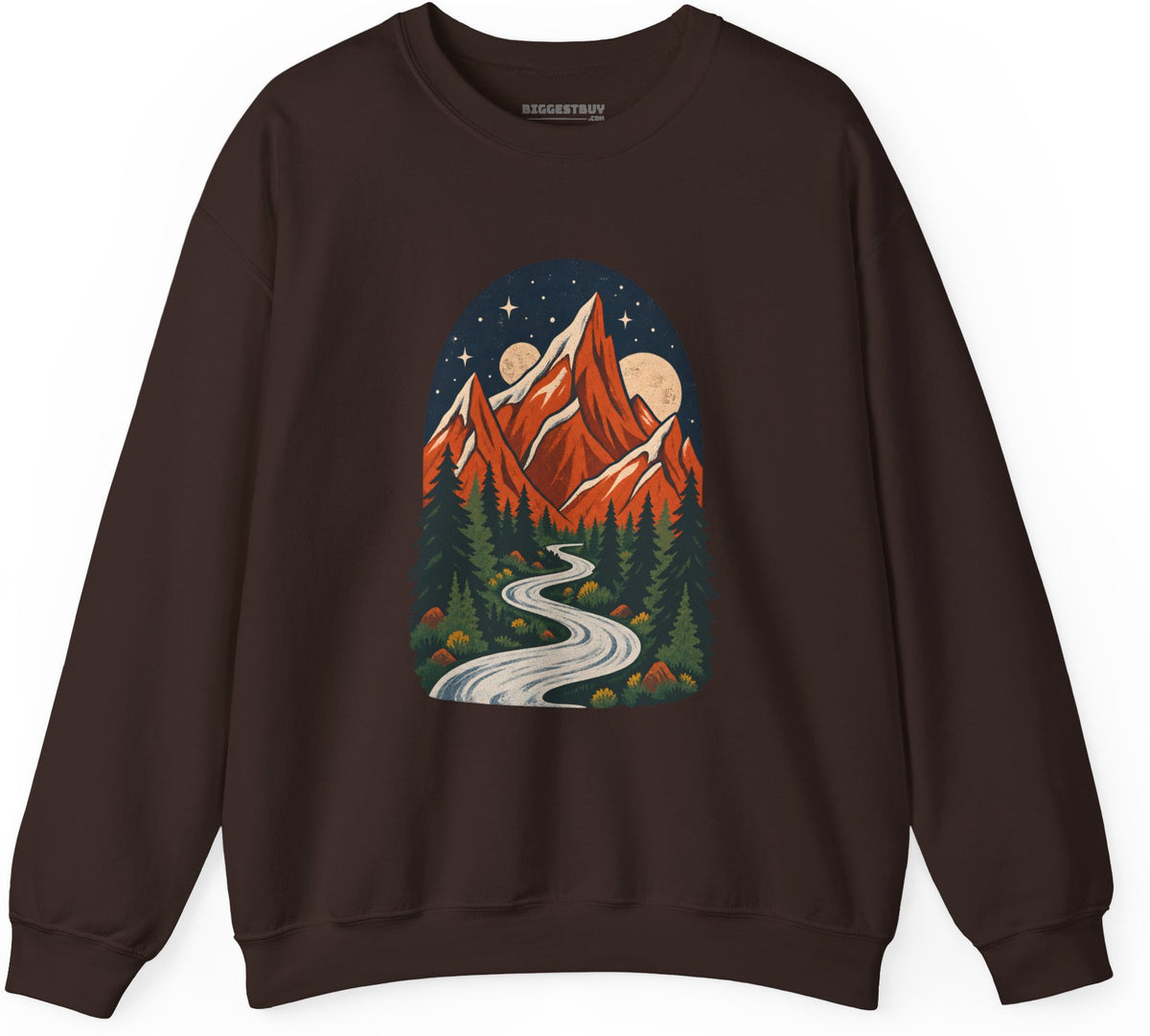Mountain Maze - Crewneck Sweatshirt in Dark Chocolate, front view