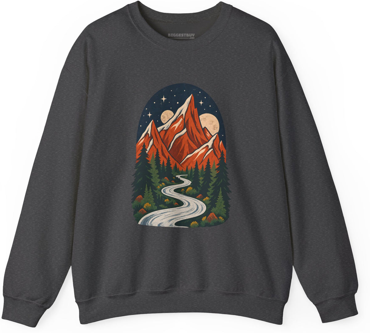 Mountain Maze - Crewneck Sweatshirt in Dark Heather, front view