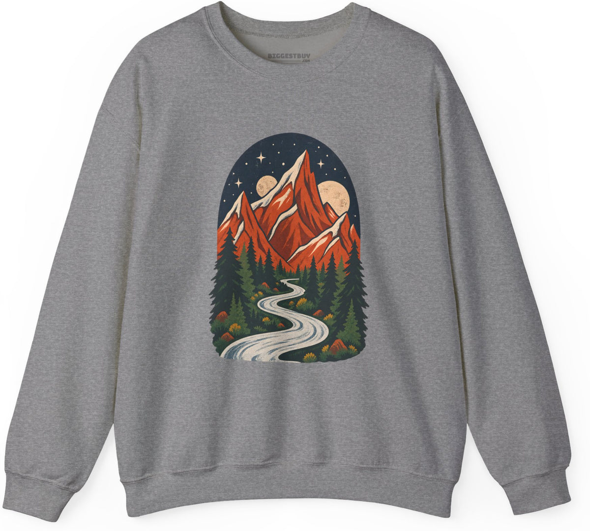 Mountain Maze - Crewneck Sweatshirt in Graphite Heather, front view
