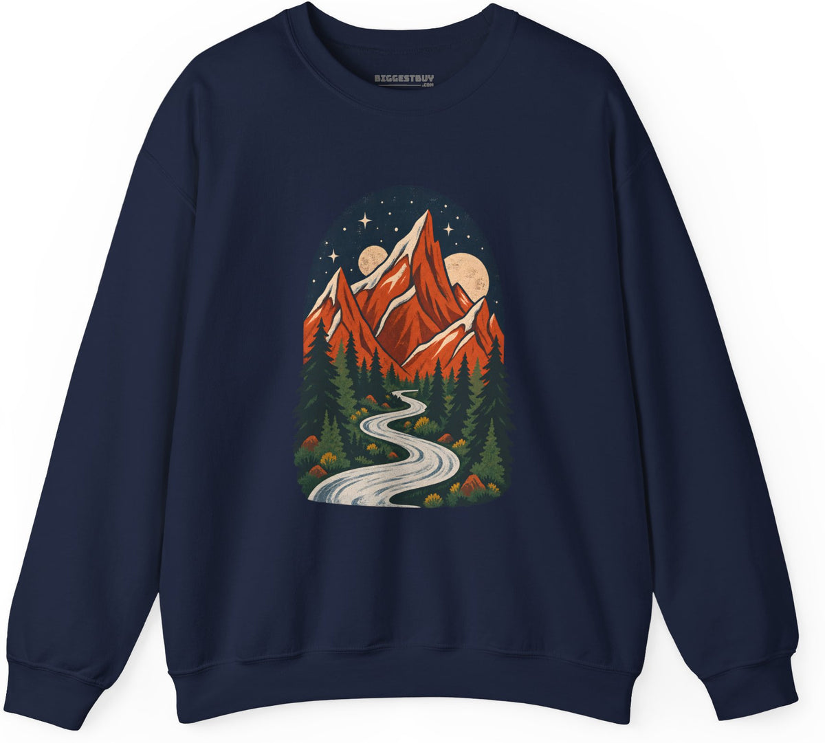 Mountain Maze - Crewneck Sweatshirt in Navy, front view